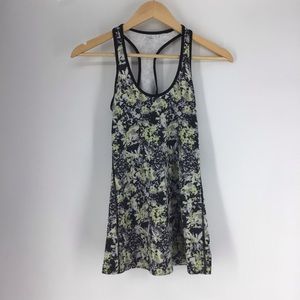 Lululemon Black White Yellow Floral Sleeveless Racerback Tank Top